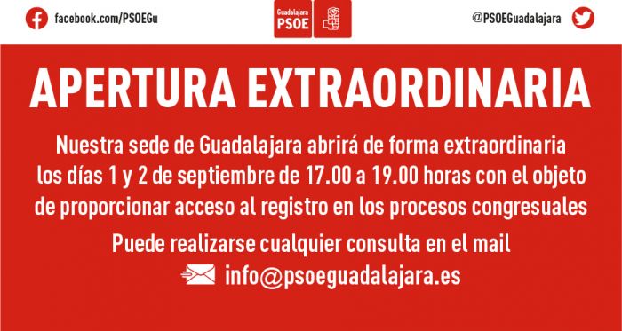 Apertura extraordinaria de la sede de cara a los procesos congresuales